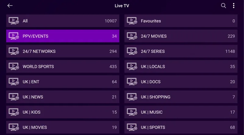 live TV channels